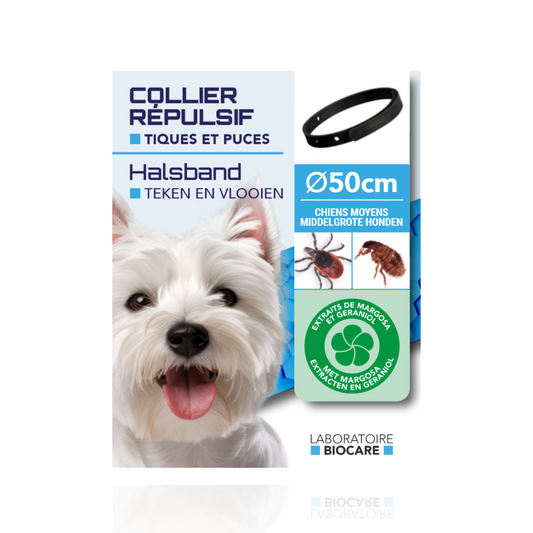 Vlooien- en tekenafstotende halsband voor honden - 50 cm